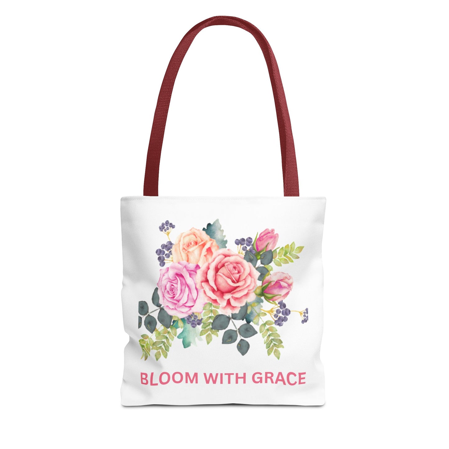 Floral Tote Bag - "Bloom with Grace" - Cute Shopping Bag, Eco-Friendly Tote, Spring Gift, Reusable Grocery Bag, Flower Lover Gift